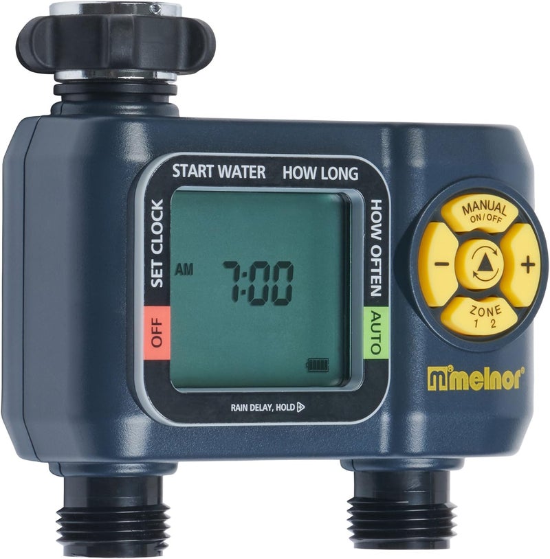 Melnor 65139AMZ AquaTimer Digital Hose Timer, 2-Zone Programmable Watering Timer, Quick Connect Bundle, Black, Yellow - Image 4